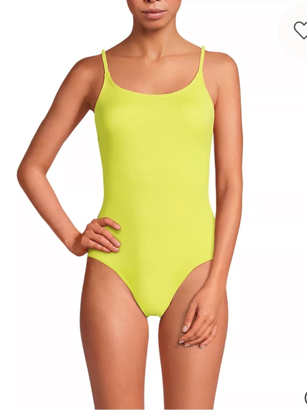 Lands End Women's Tugless Thin Strap One Piece Swimsuit Sunlight Lime